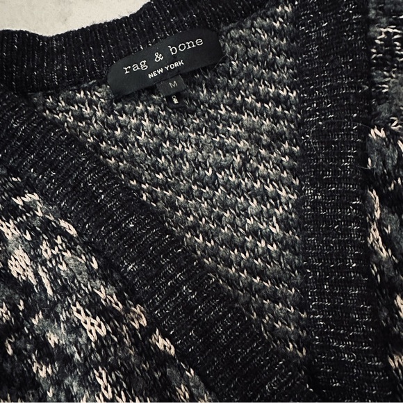 RAG & BONE / patterned oversized boyfriend cardigan / black + grey / Medium - Picture 3 of 8